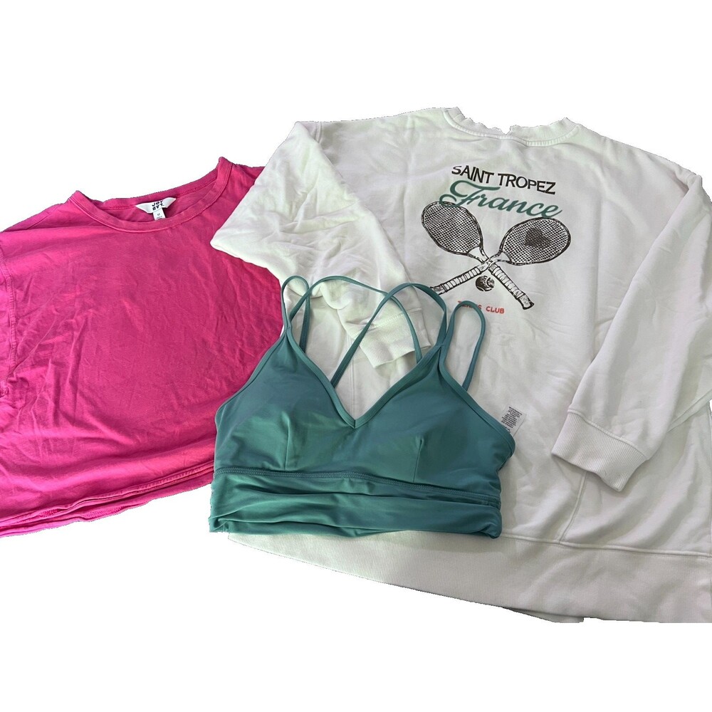 JoyLab Womens Sweatshirt Bra Cotton Pullover Cropped T-Shirts Size S M LOT OF 3